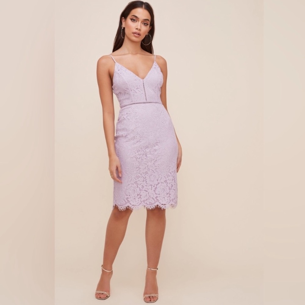 ASTR the Label light Purple lilac lavender lace midi dress size XS